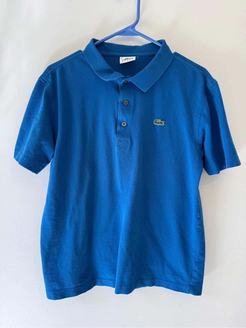Lacoste Sport Blue Polo Shirt Crocodile Logo Short Sleeve Size 6 XL